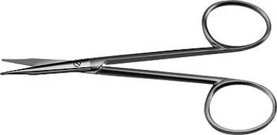 Stevens tenotomy scissors, 5 1/2'',curved Superior-Cut blades, micro  serrated lower blade, blunt tips, black ring handle